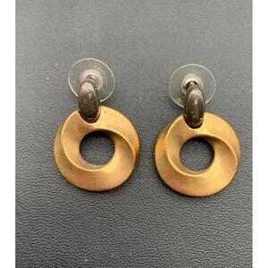 Chico's Door Knocker Style Earrings Brushed Gold And Silver Tone Signed